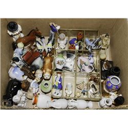 3) LOT OF MANY MINIATURE ORNAMENTS AND BRASS PLANT