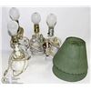 Image 1 : 9) 4 VINTAGE BEDROOM LAMPS - 2 LAMP SHADES.