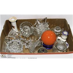 12) NUMEROUS CANDLE HOLDERS VINTAGE GLASS AND 2