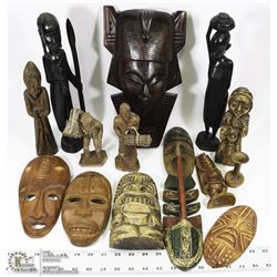 BOX OF MASKS & FIGURES.