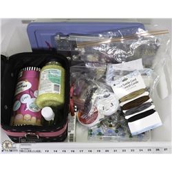FLAT OF JEWELLERY MAKING SUPPLIES & PORTABLE