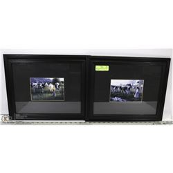 PAIR OF FRAMED MATTED FARM PICTURES,