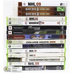 LOT OF 15 GAMES INCL XBOX 360, PS2 & PS3.