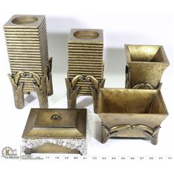 5PC SHOWHOME GOLD LEAF FINISH HOME DECOR SET INCL