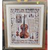Image 1 : FRAMED VIOLIN PRINT W/ FRAMED FLOWER BOUQUET PRINT