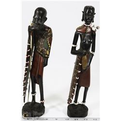 LOT OF 2 HANDCARVED AFRICAN STATUES