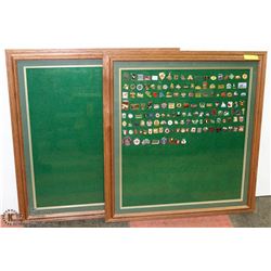 142  COLLECTIBLE CURLING PINS (FRAMED) 29"X31"WITH