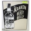 Image 1 : THE KRAKEN   SPICED RUM  METAL PUB SIGN 18"X14"
