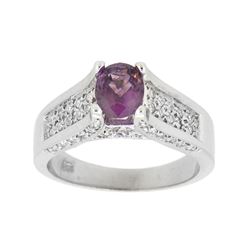 14KT White Gold 1.15ct Pink Sapphire and Diamond Ring