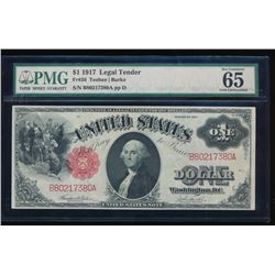 1917 $1 Large Legal Tender Note PMG 65