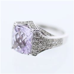 14KT White Gold 3.76ct Amethyst and Diamond Ring