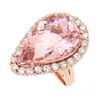 Image 1 : 14KT Rose Gold 14.10ct Morganite and Diamond Ring