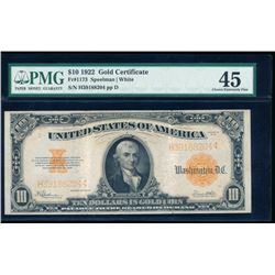 1922 $10 Large Gold Certificate PMG 45