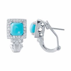 14KT White Gold 2.13ctw Turquoise and Diamond Earrings