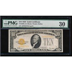 1928 $10 Gold Certificate PMG 30