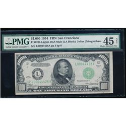 1934 $1000 San Francisco Federal Reserve Note PMG 45NET