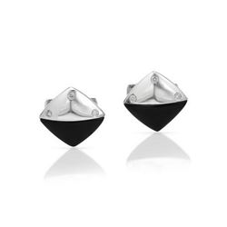 14KT White Gold 4.81ctw Onyx and Diamond Cuff links