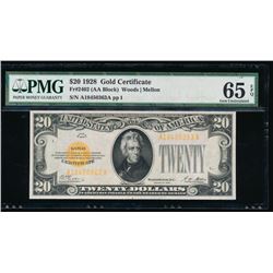 1928 $20 Gold Certificate PMG 65EPQ