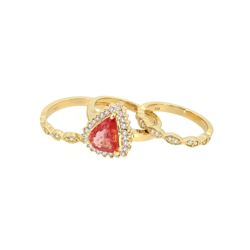 14KT Yellow Gold 1.94ct Padparadscha Sapphire and Diamond Ring