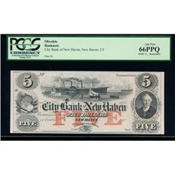 1800 $5 New Haven Obsolete Bank Note PCGS 66PPQ