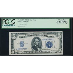 1934 $5 Silver Certificate PCGS 63PPQ