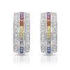 Image 1 : 14KT White Gold 1.15ctw Multi Color Sapphire and Diamond Earrings