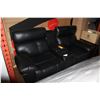 Image 1 : NEW BLACK LEATHER POWER RECLINING LOVESEAT WITH POWER ADJUSTABLE HEAD RESTS AND CENTER CONSOLE