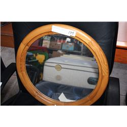 ROUND PINE WALL MIRROR