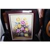 Image 1 : FRAMED OIL PAINTING ON CANVAS FLOWERS