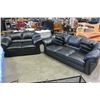 Image 1 : BLACK LEATHER SOFA AND LOVESEAT