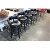 Image 2 : SET OF FOUR NEW BLACK STUDDED LEATHER SWIVEL BAR STOOLS