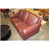 Image 2 : BURGUNDY LEATHER SOFA WITH BRASS STUDDED ACCENT
