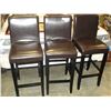 Image 1 : THREE BROWN LEATHER MODERN BARSTOOLS
