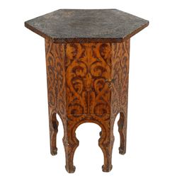 Folk Art Hexagonal Floral Decorated Table