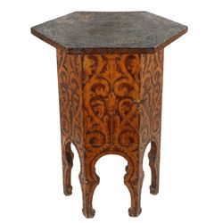 Folk Art Hexagonal Floral Decorated Table