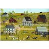 Image 2 : Folk Art Oil Painting of a Farm Scene