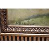 Image 2 : Gilt framed oil on canvas painting of a Dutch town scene marked on tag "Town with Church and window"