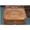 Image 2 : Antique mahogany and burl walnut three drawer bedside table with attached ormolu foot capped decorat