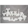 Image 1 : Twenty one pieces of Fenton hobnail milk glass including vases, trinket holders, lidded dish, lidded