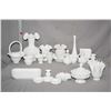 Image 1 : Twenty one pieces of Fenton hobnail milk glass including vases, trinket holders, lidded dish, lidded