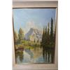 Image 1 : Oil on board painting of a mountainous lake signed by artist A. Zanger 22" X 16"