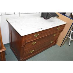 Antique three drawer marble top dresser