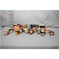 Selection of Royal Doulton character jugs including four small Pied Piper D6514, The Poacher D6515, 