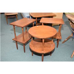 Set of three mid century modern parlour tables all with undershelf