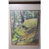 Image 1 : Framed pastel on paper of forest scene by artist Crane Thomas, 14" X 11" and dated 1977