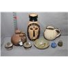 Image 1 : Selection of pottery collectibles including candleholders, clay birds, jugs etc.