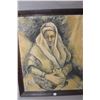 Image 2 : Two framed original portrait painting including oil on massonite of a old woman unsigned 24" X 18" a