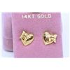 Image 2 : Four pairs of yellow gold earrings including 18kt gold hoops, pearl 14kt heart shaped earrings, 10kt