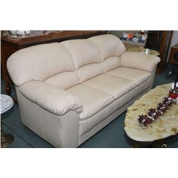 Bonded leather cream coloured full sized sofa and matching parlour chair