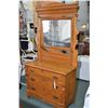 Image 1 : Antique three drawer dresser with bevelled mirror in large swivel frame, to match lot189